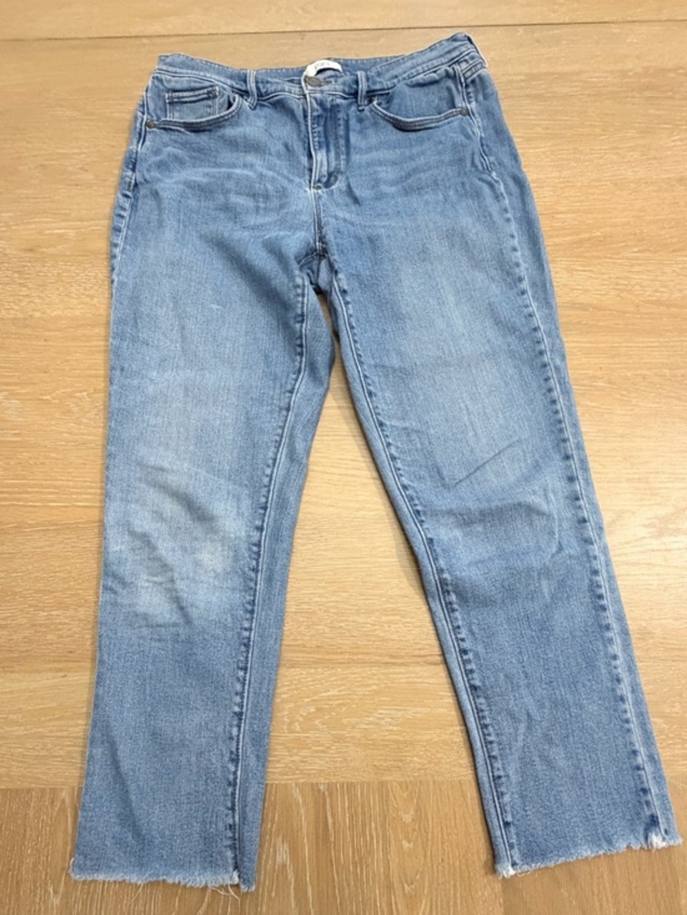 LOFT Light Wash Skinny Jeans with Raw Hem